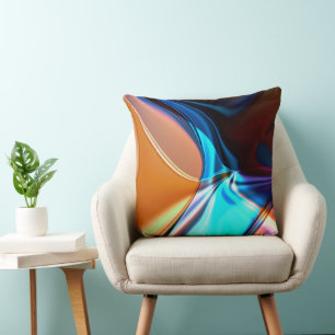 Coussin Courbes torsadées en bleu surligné et orange acryl