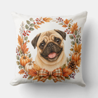 Coussin Couronne d'automne de Pug