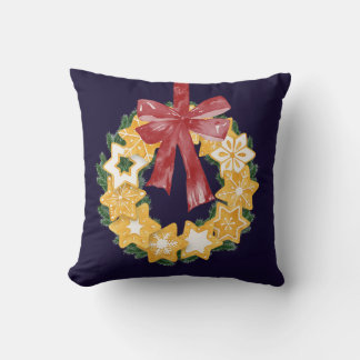 Coussin Couronne de biscuits de Noël avec Arrière - plan b
