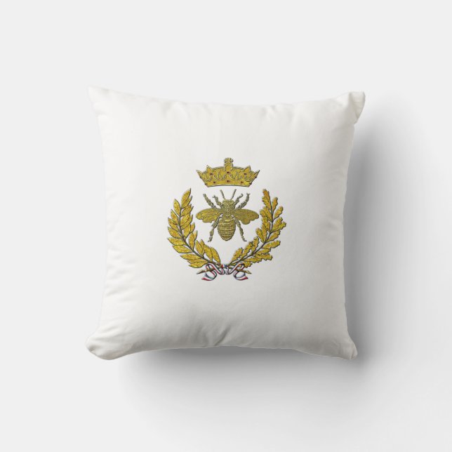 Coussin Couronne de couronne d'abeilles d'or et votre coul (Recto)