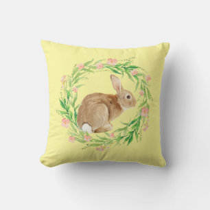 Coussin Couronne de lapin de Pâques jaune