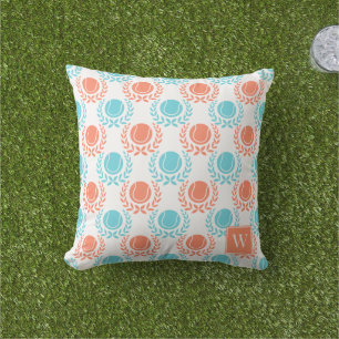 Coussin Couronne de laurier de tennis preppy - Corail et t