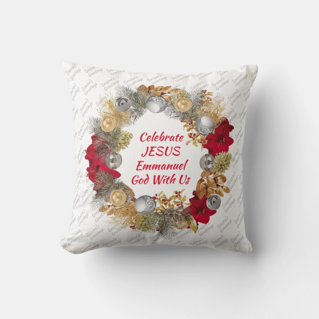 Coussin Couronne de Noël | CÉLÉBRER JÉSUS Blanc (Recto)