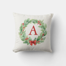Couronne de Noël moderne monogramme aquarelle