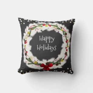 Coussin Couronne de Noël rustique en pin blanc Élégante