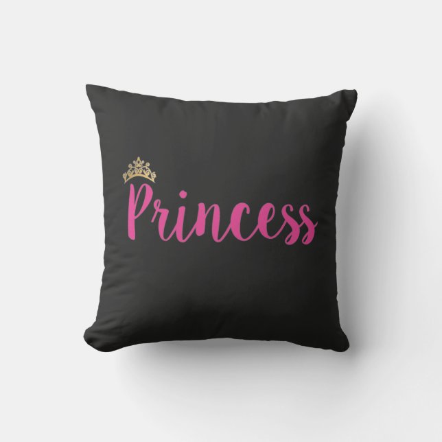 Coussin Couronne de police de script rose princesse (Recto)