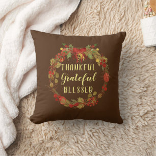 Coussin Couronne de Thanksgiving Merci Reconnaissant Bénis