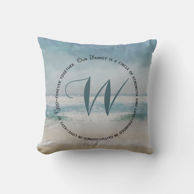 Coussin Couronne du cercle familial avec monogramme (Recto)