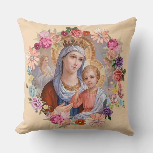 Coussin Couronne florale de guirlande de Jésus de bébé de (Recto)