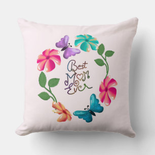 Coussin Couronne florale Meilleure maman qui soit Papillon
