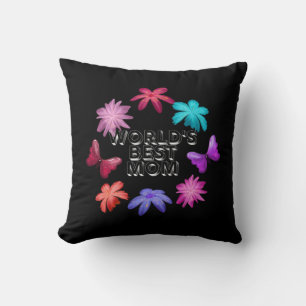 Coussin Couronne florale papillon pour la meilleure maman