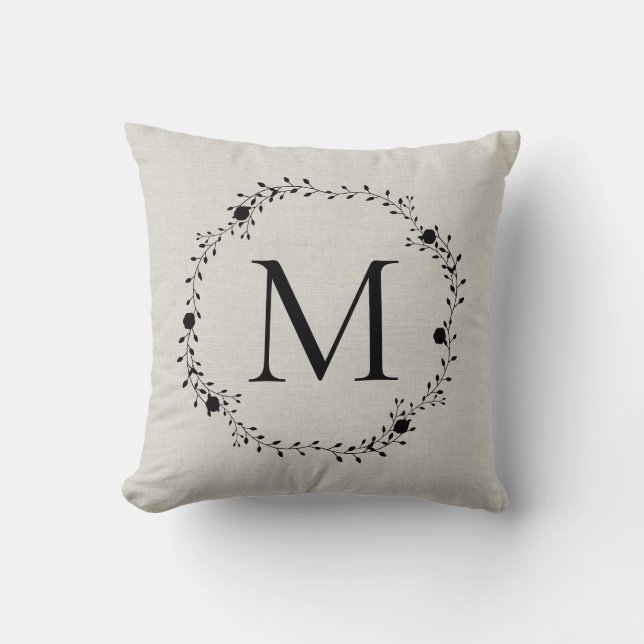 Coussin Couronne monographie avec nom et date Est au dos (Recto)