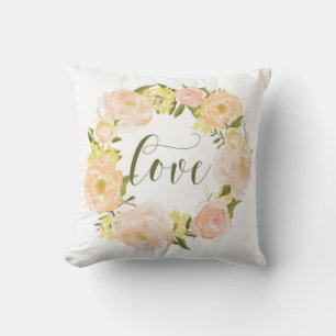 Coussin Couronne Pastel Orange Peonies   Love Lettering