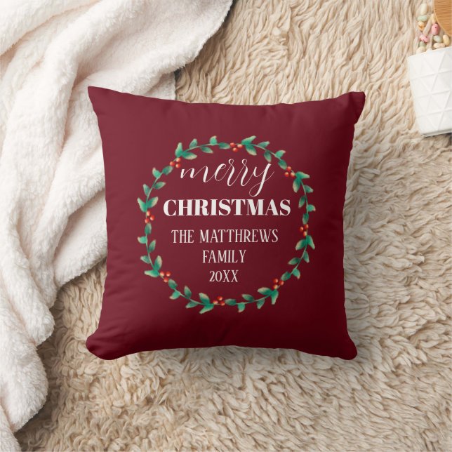 Coussin Couronne personnalisée Joyeux Noël Nom photo (Couverture)