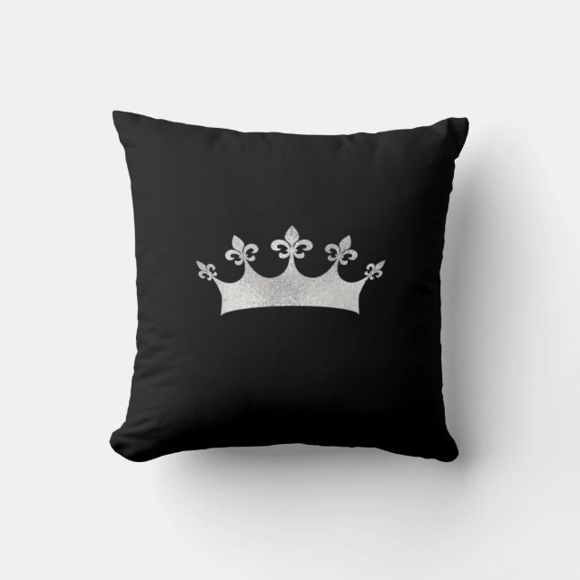 Coussin Couronne royale d'argent sur noir (Recto)