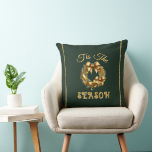 Coussin Couronne verte dorée "C'est la saison"