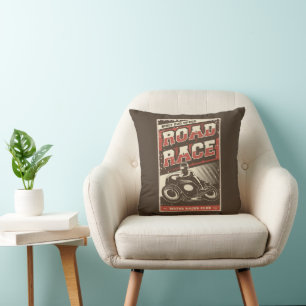 Coussin Course de la route de motocyclette Vintage rétro G