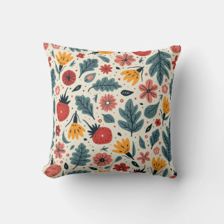 coussin coussin avec motifs de fleurs et feuilles