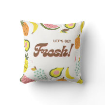"Coussin blanc avec design fruité rafraîchissant"
