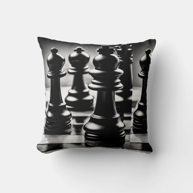 Coussin "Coussin chef-d'oeuvre d'échecs - Élégant tissu Ch (Recto)