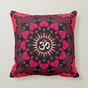 Coussin Coussin/coussin de noir de rose de mandala d'OM