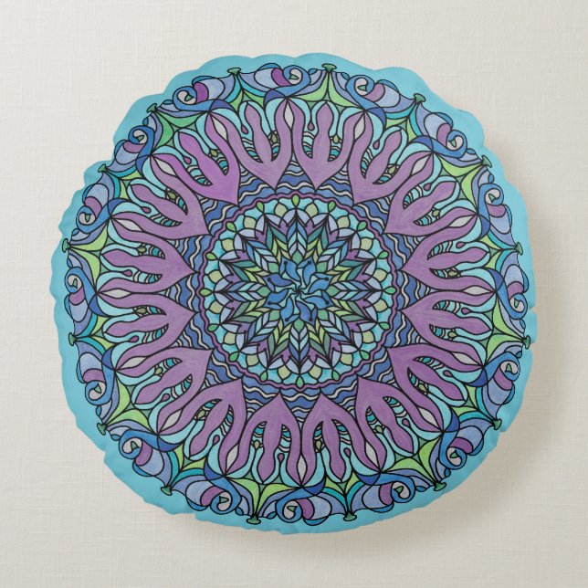 Coussin Coussin de sol Mandala - Teardrop Sky Blue (Devant)