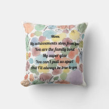 "Coussin décoratif avec poème pour la fête des Mèr