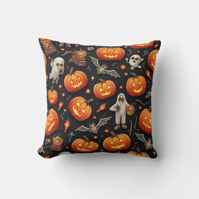 coussin coussin halloween fantôme citrouille (Recto)