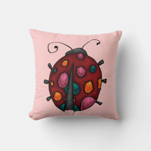 Coussin Coussin, Jolie Coccinelle Colorée, Vert & Rose
