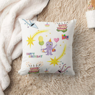 Coussin Coussin, Joyeux Anniversaire Pâtisserie Pieuvre
