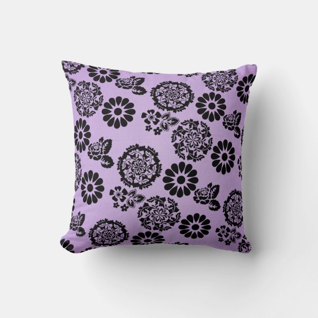 Coussin Coussin Lilac/Violet et Noir Lacy (Recto)