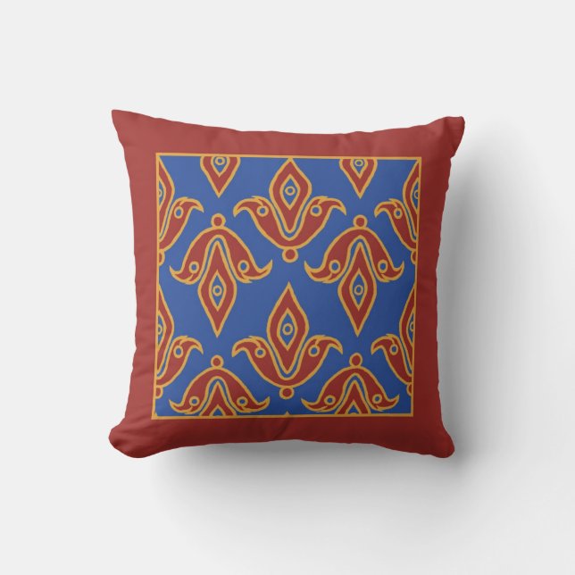 Coussin Coussin, Maroon, Bleu, Or, Fleur de Lys Motif (Recto)