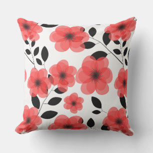 Coussin Coussin-rouge à Accent extérieur Fleurs Jetées Ore