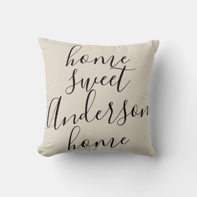 Coussin Coutume à la maison douce à la maison de nom de (Recto)
