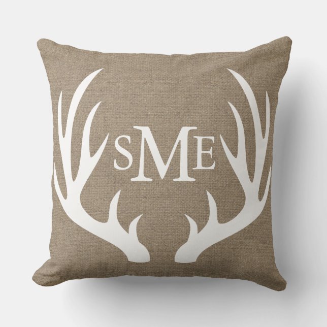 Coussin Coutume blanche de monogramme d'andouillers de (Recto)