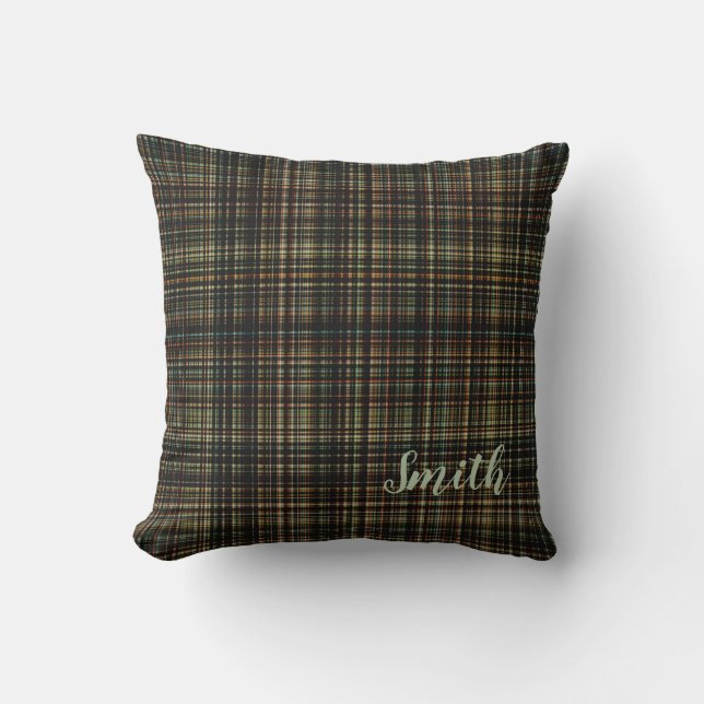 Coussin Coutume foncée de tartan (plaid) (Recto)