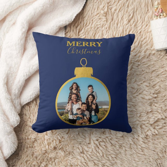Coussin Coutume Gold Blue 2 Photo Ornements Noël (Couverture)