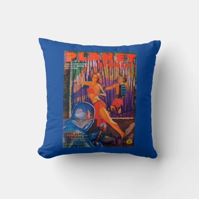 Coussin Couverture de magazine d'histoires de planète 3 (Recto)
