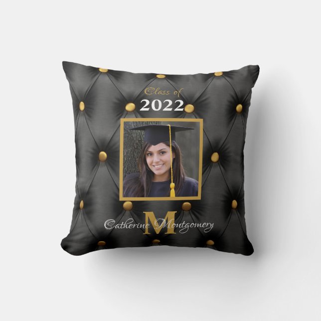 Coussin Couverture matelassée noire et or traditionnelle d (Recto)