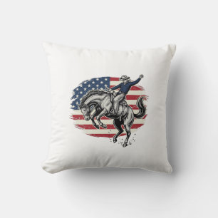 Coussin Cow-boy de Rodéo Vintage Patriotique Cavalier de C
