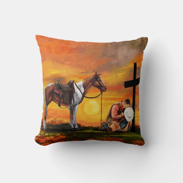 Coussin Cowboy de 3h16 de John au chrétien de prière (Recto)