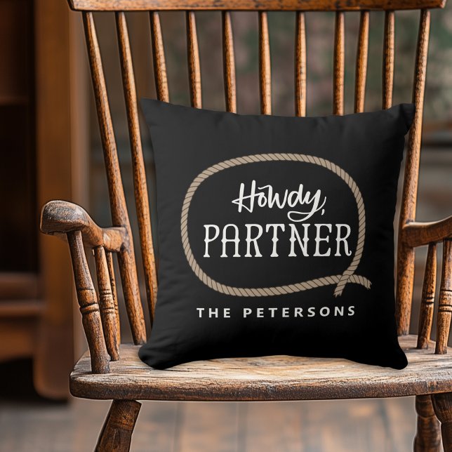 Coussin Cowboy de la corde partenaire Howdy personnalisée (Créateur téléchargé)
