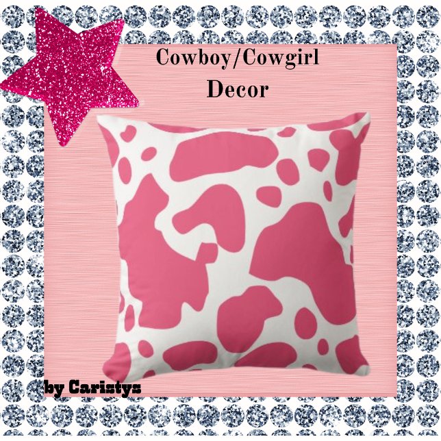 Coussin Cowgirl Thème Cowhal rose et blanc (Créateur téléchargé)