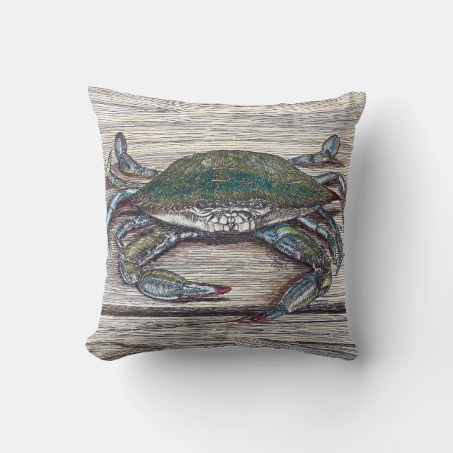 Coussin Crabe bleu sur l'oreiller à jetons à quai (Recto)
