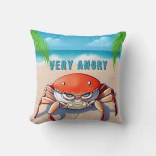 Coussin Crabe de dessin animé sur une plage tropicale