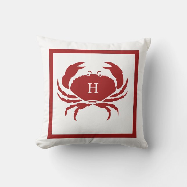 Coussin CRABE NAUTIQUE Côte Rouge Blanc (Recto)