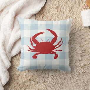Coussin Crabe rouge bleu marine En vichy chèque