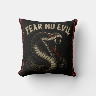 Coussin CRAINTE NO EVIL - Fierce Black Cobra Snake Graphic