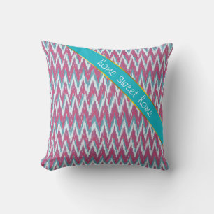 Coussin Cranberry et Turquoise Motif iKat ZigZag