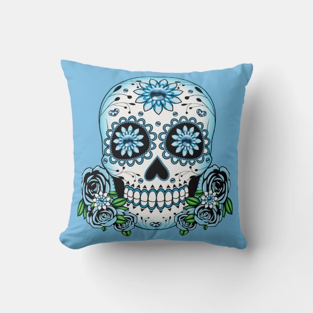 Coussin Crâne à sucre bleu (Recto)